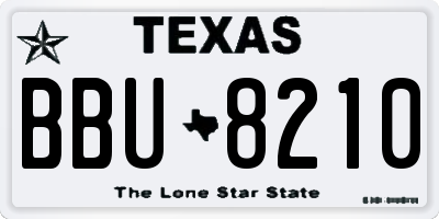 TX license plate BBU8210