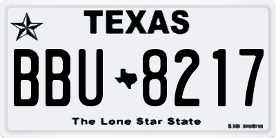 TX license plate BBU8217