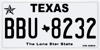 TX license plate BBU8232