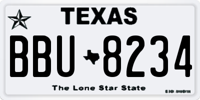 TX license plate BBU8234