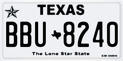 TX license plate BBU8240