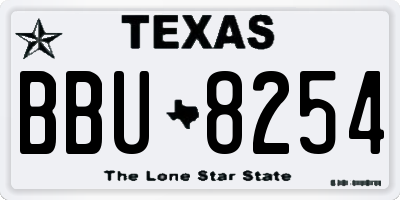 TX license plate BBU8254