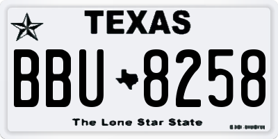 TX license plate BBU8258