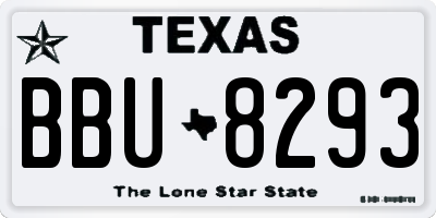 TX license plate BBU8293