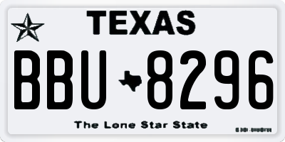 TX license plate BBU8296