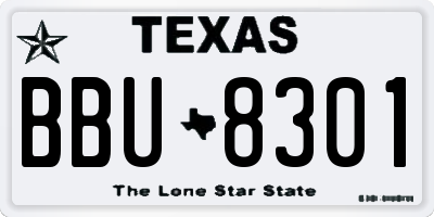 TX license plate BBU8301