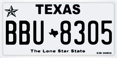 TX license plate BBU8305
