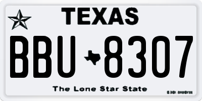 TX license plate BBU8307