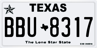 TX license plate BBU8317