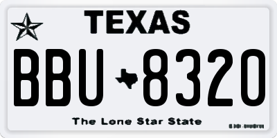 TX license plate BBU8320