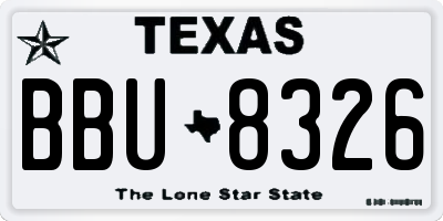 TX license plate BBU8326