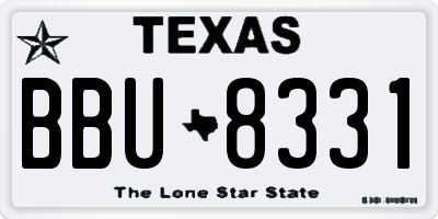 TX license plate BBU8331