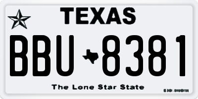 TX license plate BBU8381