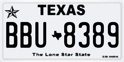 TX license plate BBU8389