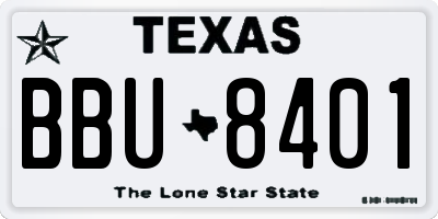 TX license plate BBU8401