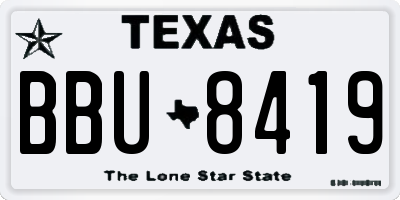 TX license plate BBU8419