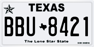 TX license plate BBU8421