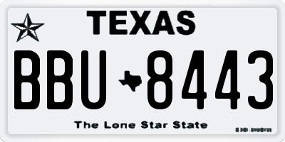 TX license plate BBU8443