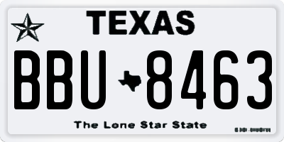 TX license plate BBU8463