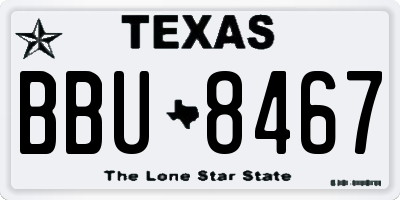 TX license plate BBU8467