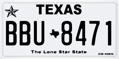 TX license plate BBU8471