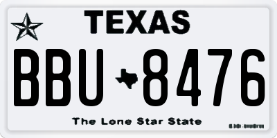TX license plate BBU8476
