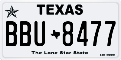 TX license plate BBU8477