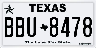 TX license plate BBU8478