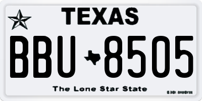 TX license plate BBU8505