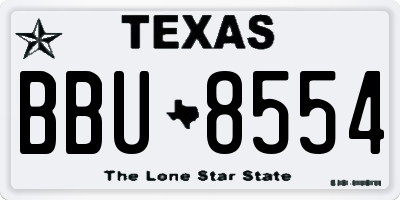 TX license plate BBU8554