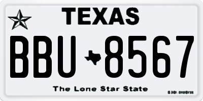 TX license plate BBU8567