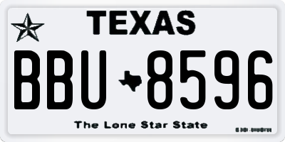 TX license plate BBU8596