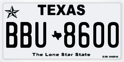 TX license plate BBU8600