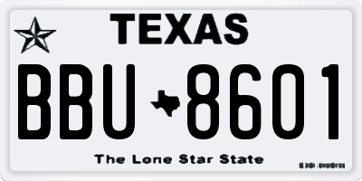 TX license plate BBU8601