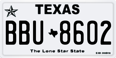 TX license plate BBU8602