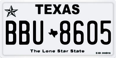 TX license plate BBU8605