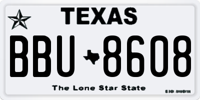 TX license plate BBU8608