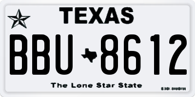 TX license plate BBU8612