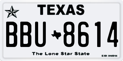 TX license plate BBU8614