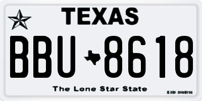 TX license plate BBU8618