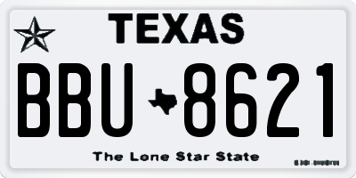 TX license plate BBU8621