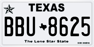 TX license plate BBU8625