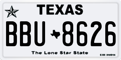 TX license plate BBU8626