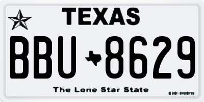 TX license plate BBU8629