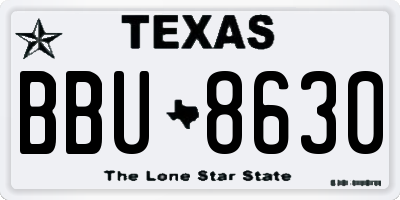 TX license plate BBU8630