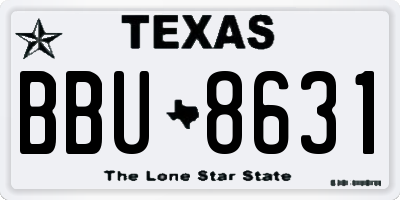 TX license plate BBU8631