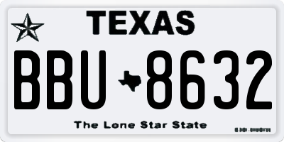 TX license plate BBU8632