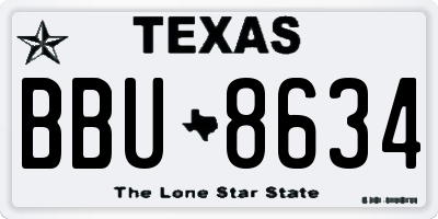 TX license plate BBU8634