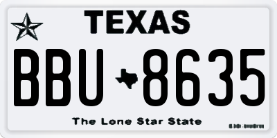 TX license plate BBU8635