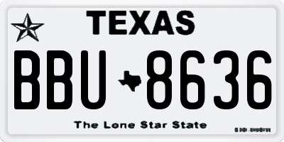 TX license plate BBU8636